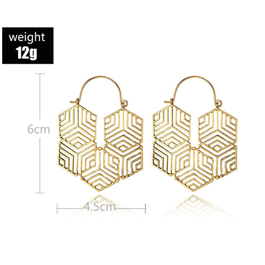 Hex -Gold Earrings by Lifestyle Haven