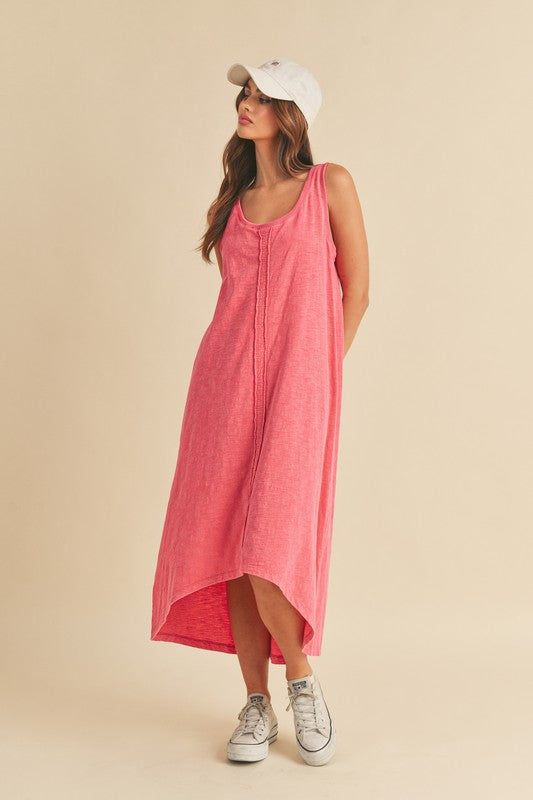High-Low Hem Scoop Neck Midi Tank Dress For Women – Trendy, Versatile & Comfortable for Any Occasion by Stevvex