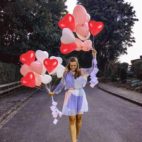 100Pc Red Pink Balloons 10Inch Love Heart Latex Balloons For Wedding Party and Celebration Helium Balloon Valentines Day Birthday Party Inflatable Balloons by Stevvex