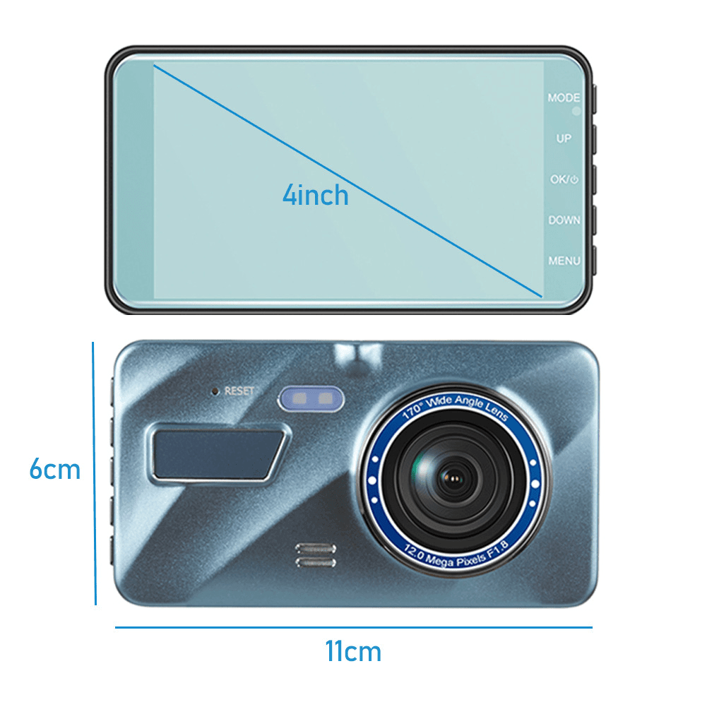 HD 1080P Car Dual Lens Dash Cam 4" DVR Recorder Front & Rear Camera Night Vision - Lifestyle Haven
