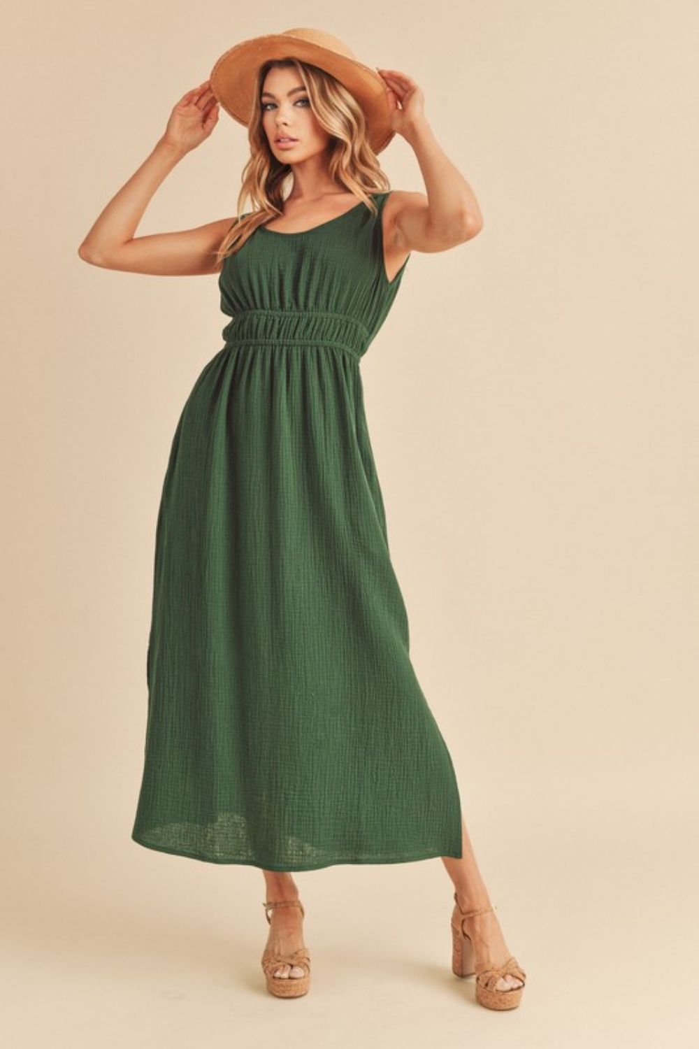 Side Slit Round Neck Sleeveless Midi Dress For Women Versatile, Chic & Comfortable for Any Occasion by Stevvex
