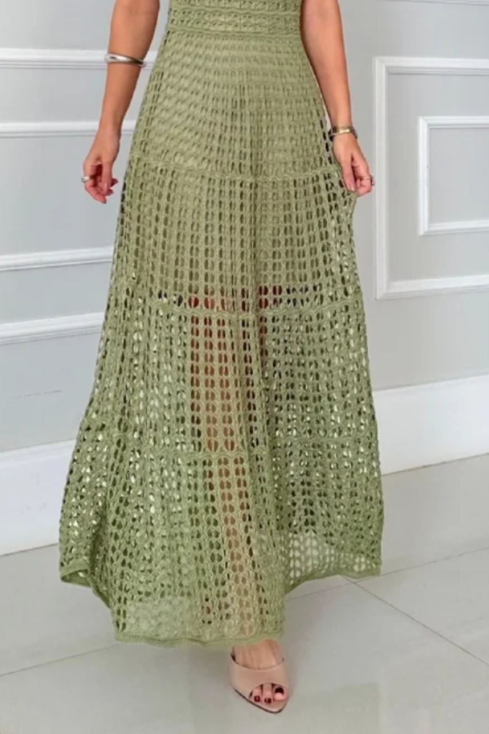Long Sleeveless Cutout Maxi Dress Chic & Flowy Summer Style Comfortable Dress For Summer by Stevvex