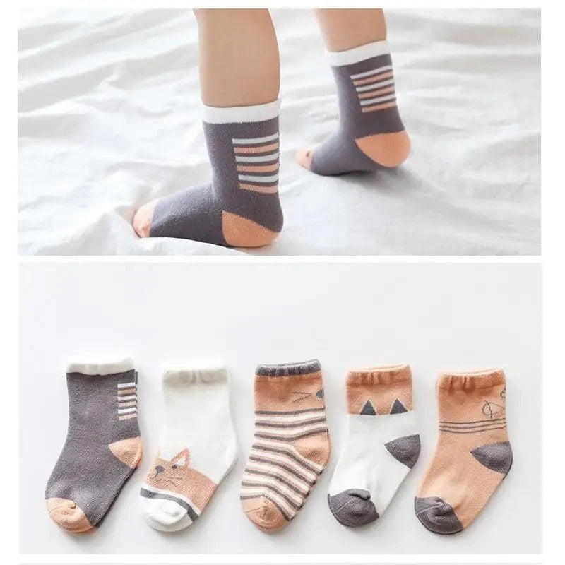 Baby Girls Cotton Cartoon Autumn Socks For Newborn Toddler Unique Style Soft Material Cute Colors