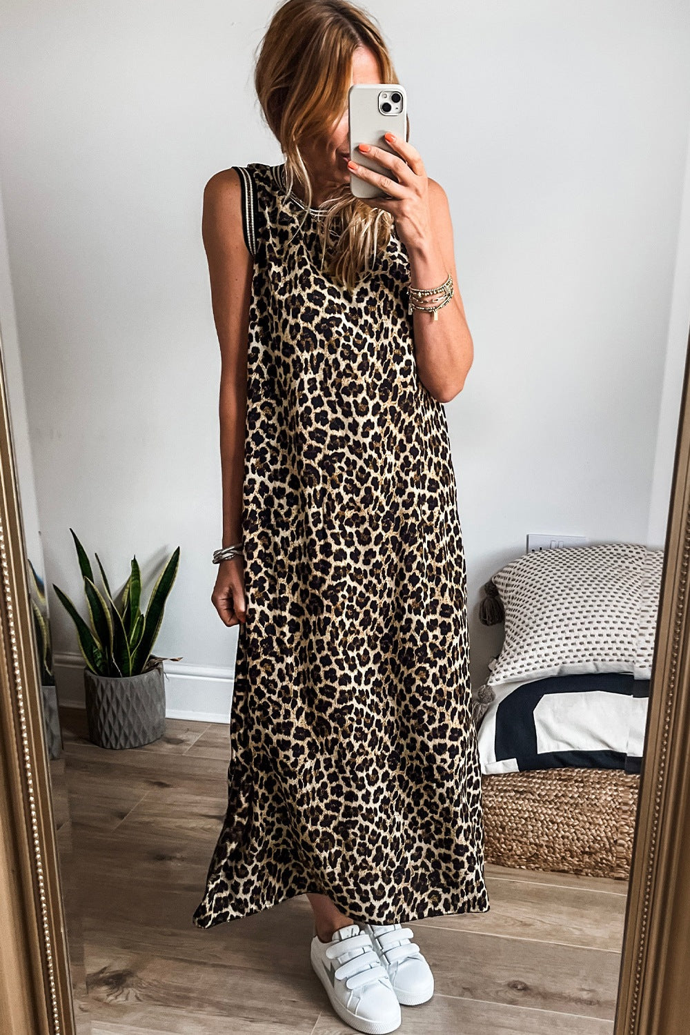 Luxury Leopard Print Sleeveless Maxi Dress Modern & Trendy Statement Piece Charming Dress by Stevvex