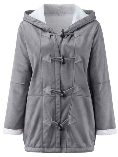 Full Size Pocketed Long Sleeve Hooded Toggle Jacket – Stylish & Functional Outerwear for Women by Stevvex