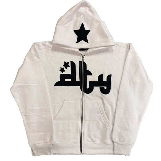 Star Printed Zip Up Hoodies - Lifestyle Haven
