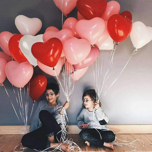 100Pc Red Pink Balloons 10Inch Love Heart Latex Balloons For Wedding Party and Celebration Helium Balloon Valentines Day Birthday Party Inflatable Balloons by Stevvex