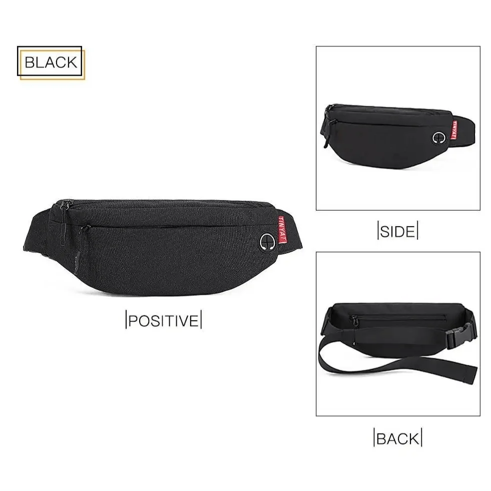 Black Crossbody Fanny Pack Simple Design Belt Bag Canvas Hands Free Travel Bag Sports Workout Durable Lightweight Fanny Packs For Festivals