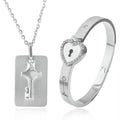 Black Heart Bracelet Choker Set Jewelry Stainless Steel Key Pendant Necklace Women Men Couples Valentines Plated Titanium Matching Puzzle Couple Heart Lock Bracelet And Key Pendant Necklace For Men And Women
