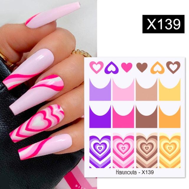 Black Lines Flower Leaves Water Decals Stickers Floral Face Marble Pattern Slider For Nails Summer Nail Art Decoration Summer Stickers on Nails Simple Summer Slider for Manicure Nail Art Watermark Manicure Decor