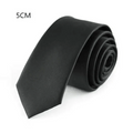Business Black Skinny Ties Polyester Silk Necktie For Men Washable Formal Office Simple Design Necties Solid Color Skinny Tie Slim Necktie For Men