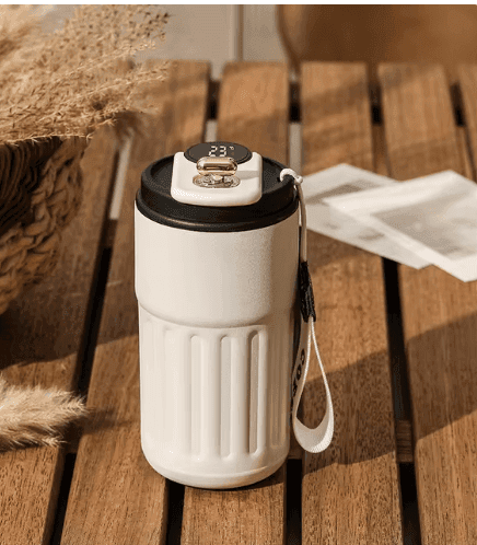 Smart Digital Thermal Bottle Portable Coffee Mug Stainless Steel Water Bottle In-Car Insulated Cup Keep Cold Vacuum Flasks 450ml - Lifestyle Haven