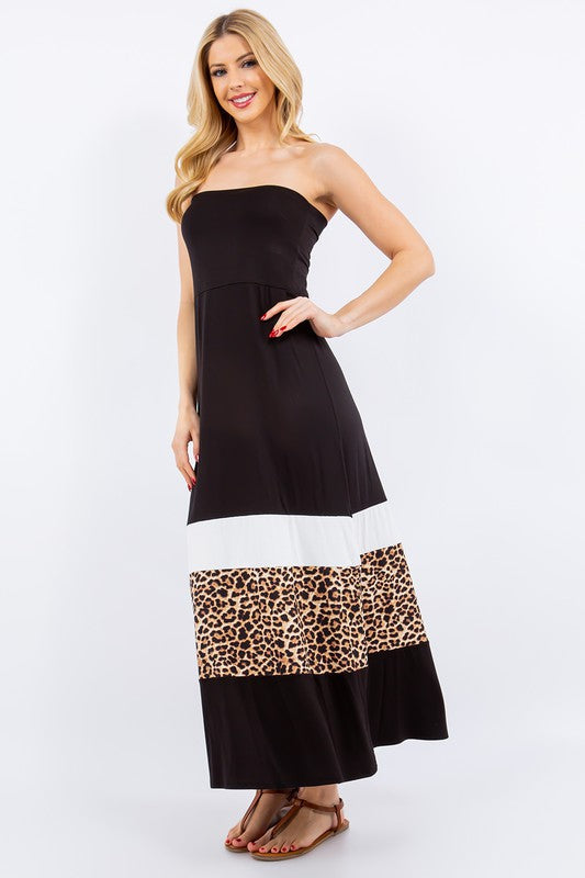 Women Full Size Leopard Print Color Maxi Dress Plus Size Trendy & Modern Long Dress by Stevvex