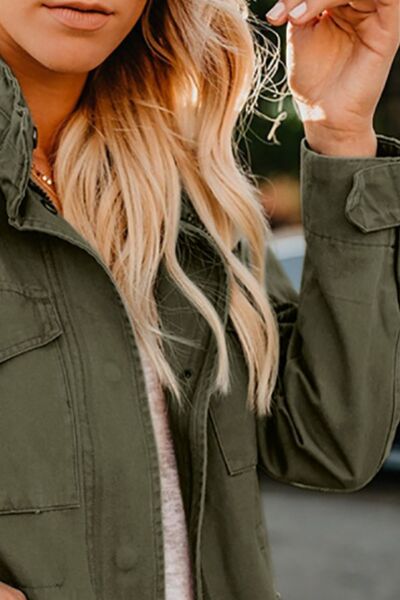 Retro Pocketed Long Sleeve Zip-Up Jacket Lightweight & Stylish Outerwear for Everyday Wear by Stevvex