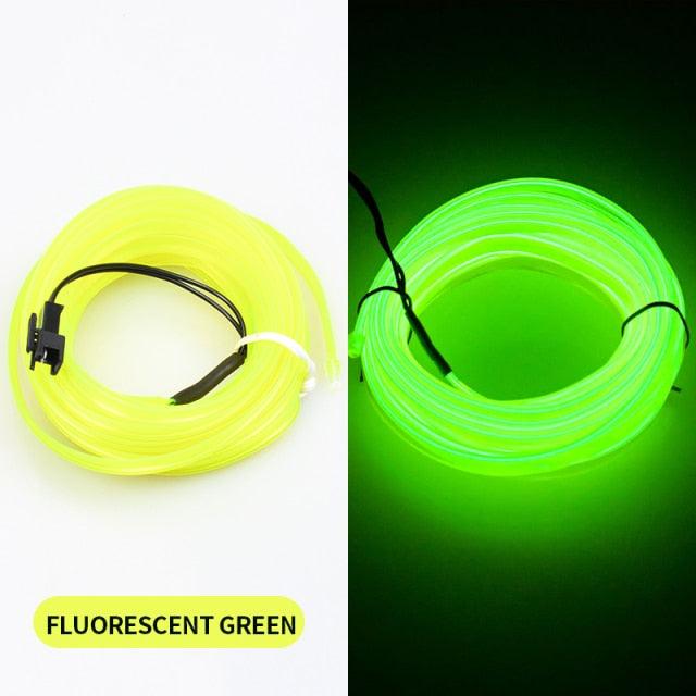 Car LED Neon Cold Light Auto Interior Atmosphere Neon Glowing Strobing Electroluminescent Wire Lights Neon Light USB 5V with Fuse Protection for Automotive Car Interior Decoration Light Refit Decoration Strips Shine Usb Cigar Lighter Driver