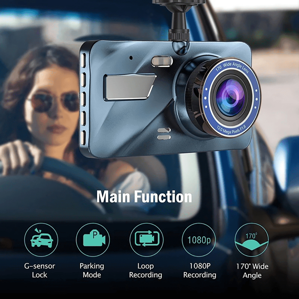 HD 1080P Car Dual Lens Dash Cam 4" DVR Recorder Front & Rear Camera Night Vision - Lifestyle Haven