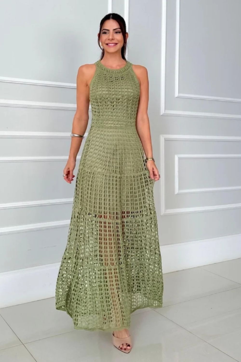 Long Sleeveless Cutout Maxi Dress Chic & Flowy Summer Style Comfortable Dress For Summer by Stevvex