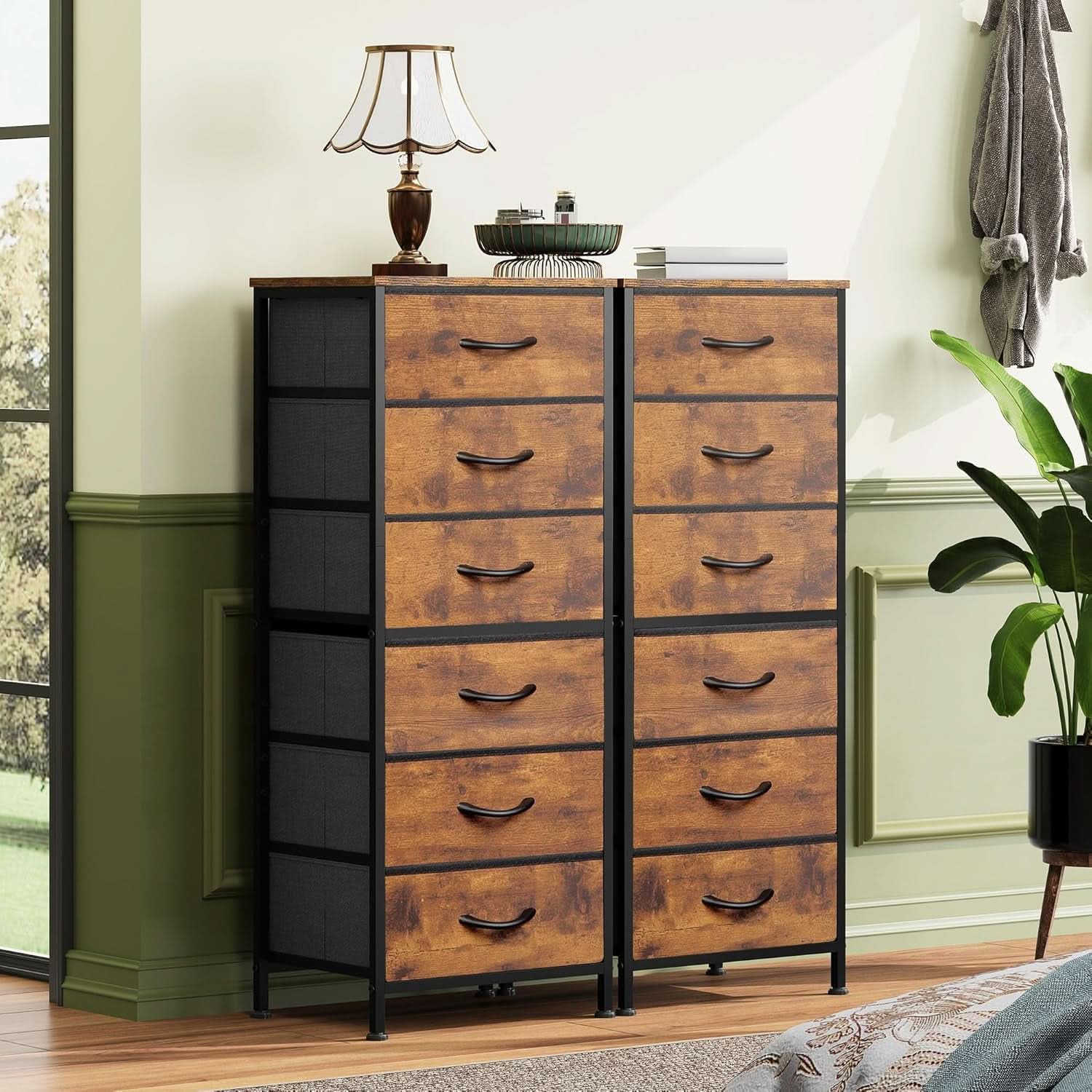 Tall Fabric Dresser with 6 Drawers for Rustic Charm
