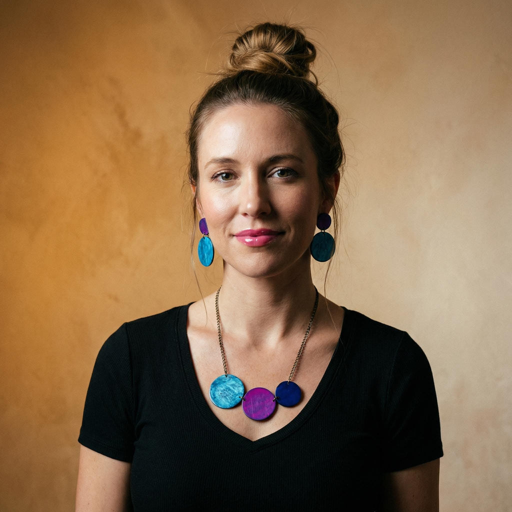 Circle Statement Jewelry Set with Necklace & Earrings