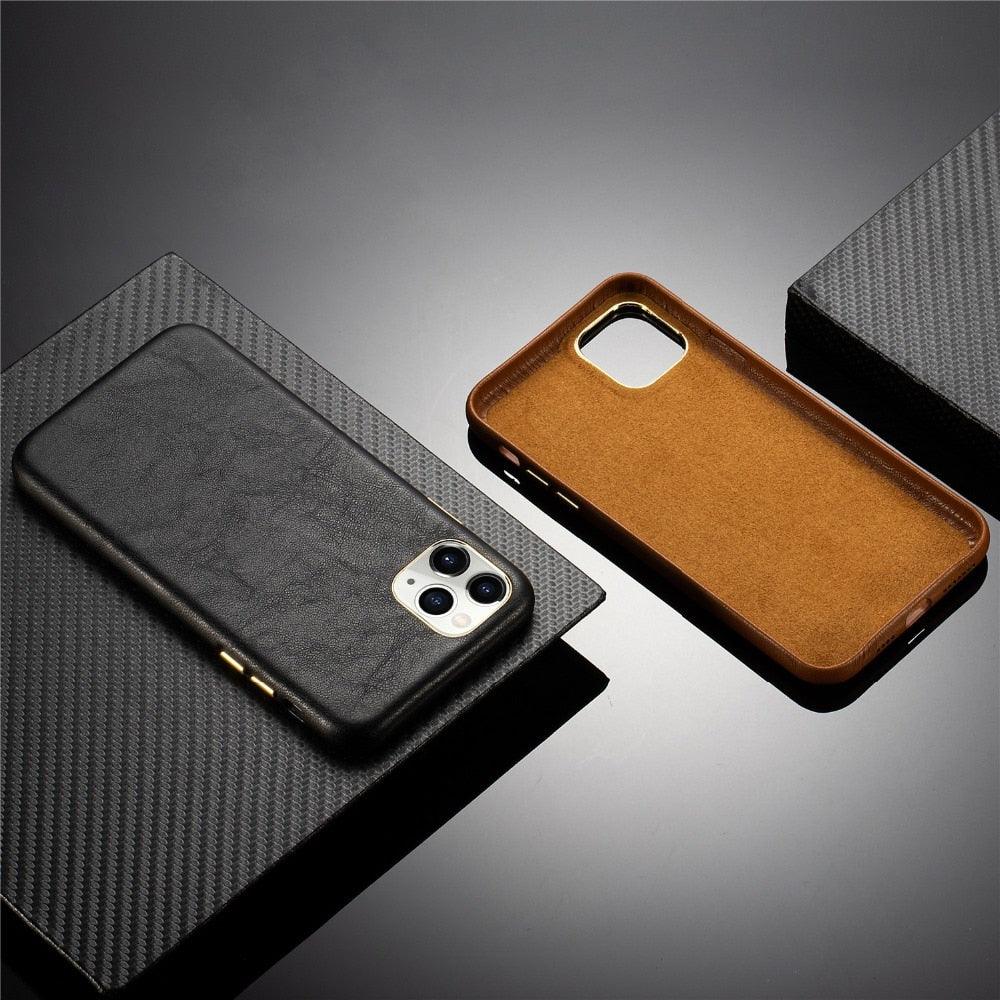 Classic Leather Case Compatible with iPhone Slim Leather Protective Case Midnight Green Luxury Genuine Leather Cover For iPhone 14 Pro 13 12 11 Pro Max X XS XR 7 8 Plus Case Vintage Leather Business Men Iphone Case