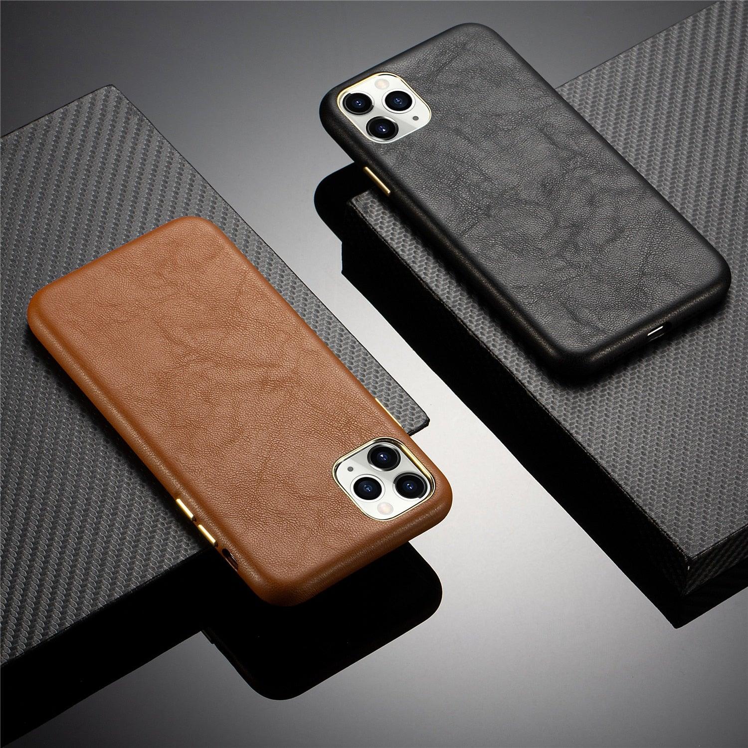 Classic Leather Case Compatible with iPhone Slim Leather Protective Case Midnight Green Luxury Genuine Leather Cover For iPhone 14 Pro 13 12 11 Pro Max X XS XR 7 8 Plus Case Vintage Leather Business Men Iphone Case