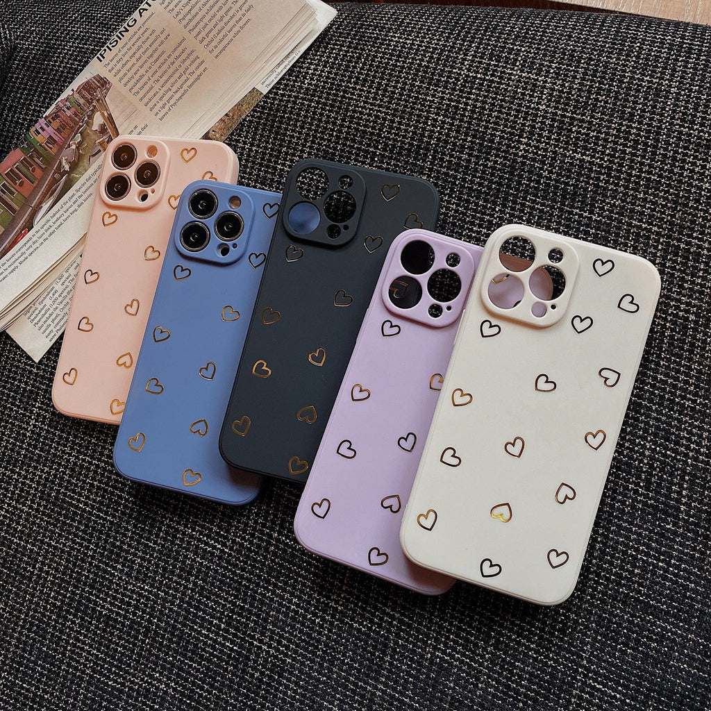 Colorful Silicone Case Soft Protection Cute Pattern Cute Little Heart Phone Case For iPhone 14 Pro Max 13 12 11 X XR XS Max 7 8 Plus Silicone Camera Back Case Cover