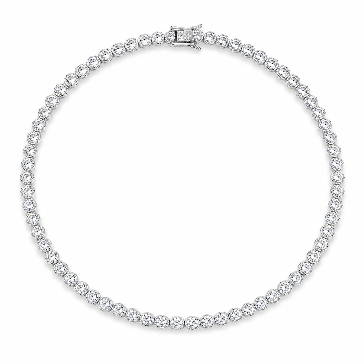 Choker Necklace With Round Clear Cz Cubic Zirconia Stones (f239)