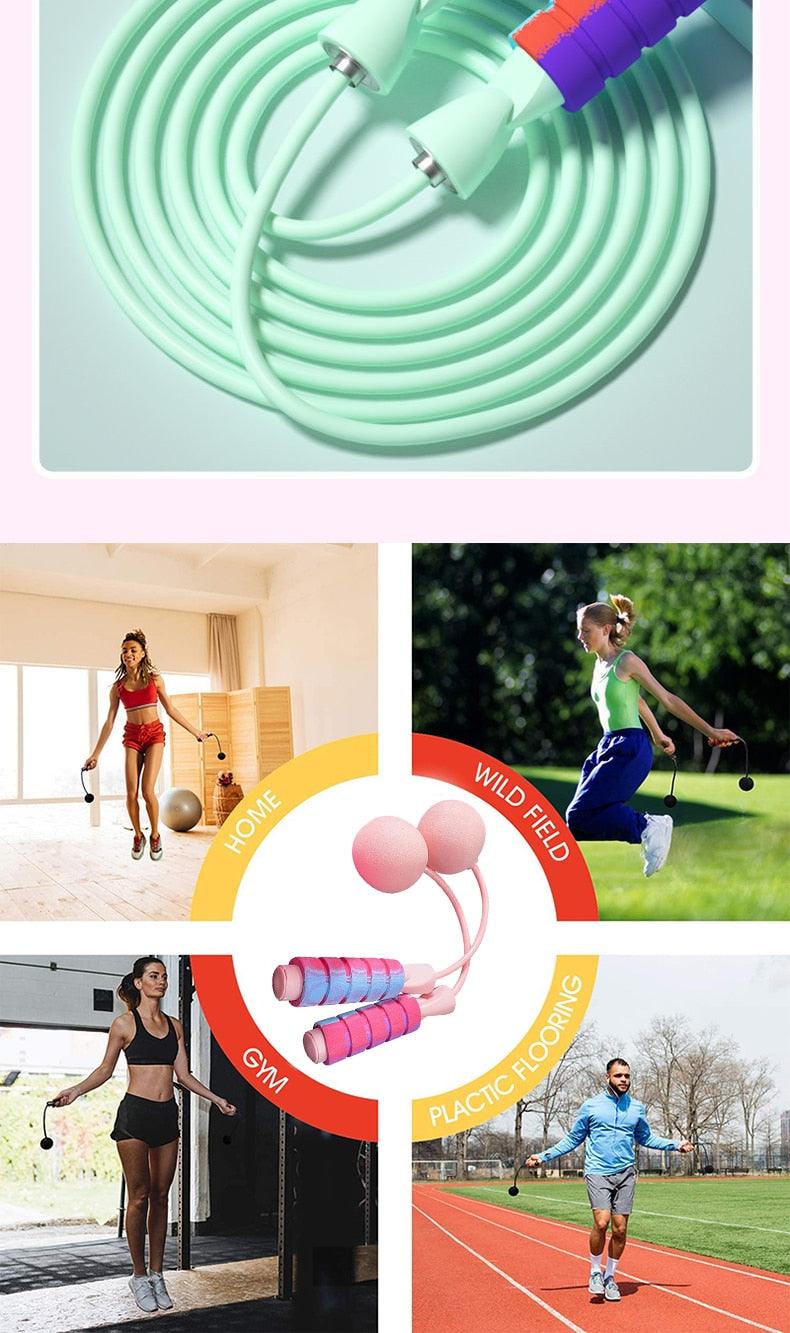 Cordless Skipping Rope Weight-Bearing Ball Sports Fitness Womens Indoor Dual-Use Weight Loss Sports Professional Fat Burning Ball Bearing Fast Rope Skipping Adjustable Memory Foam Anti Skid Handle Skipping Rope New Fitness Speed Rope For Men And Women