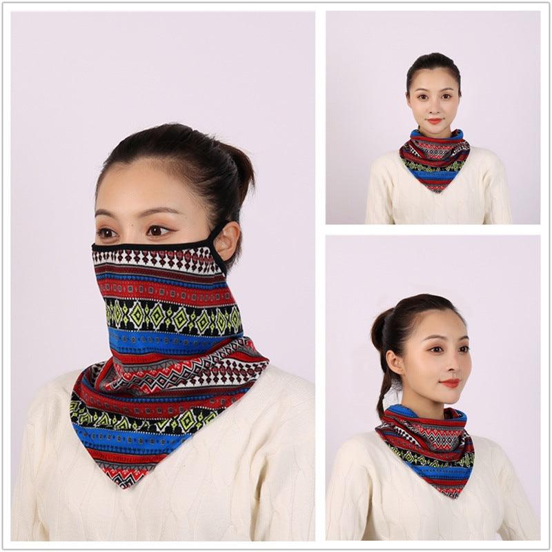 Cotton Women Mask Scarf Face Mascarillas Wraps Floral Print Lady Warm Neck Scarves Foulard Bandana Reusable Outdoor Riding Masks Scarf Neck Gaiter Headwear Headband Head Wrap Scarf Mask Neck Ear Warmers Headbands Perfect Bandana
