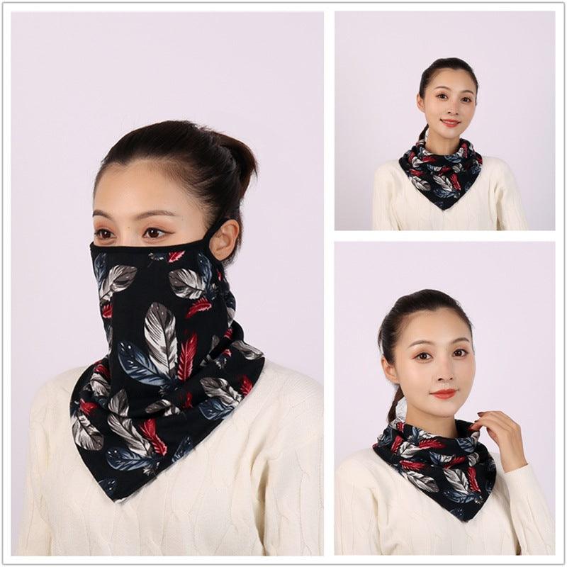 Cotton Women Mask Scarf Face Mascarillas Wraps Floral Print Lady Warm Neck Scarves Foulard Bandana Reusable Outdoor Riding Masks Scarf Neck Gaiter Headwear Headband Head Wrap Scarf Mask Neck Ear Warmers Headbands Perfect Bandana