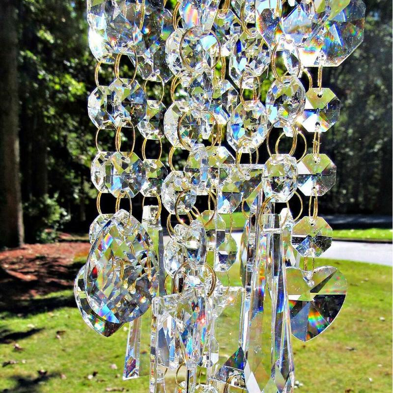 Crystal Chandelier Wind Chimes For Bedroom Outdoor Garden Yard Lawn Decoration Sun-catcher Wind Chimes Rainbow Chaser Curtain Pendant Home Decor Gift