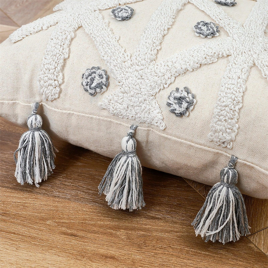 Cushion Cover Cotton Linen Pillowcase Tufted Beige Decorative Fashionable Cotton Hand-Woven Throw Pillow Covers Tufted  Pillow Covers  Bedroom Throw Pillow Cushion For Bed Home