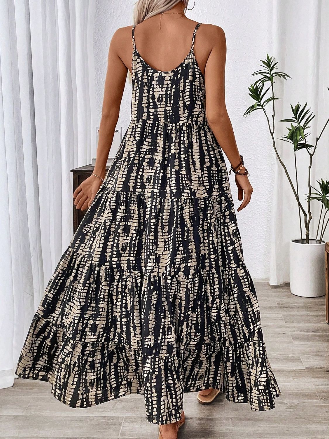 Elegant Black Printed Maxi Dress Chic Charming Long Dress For Women by Stevvex