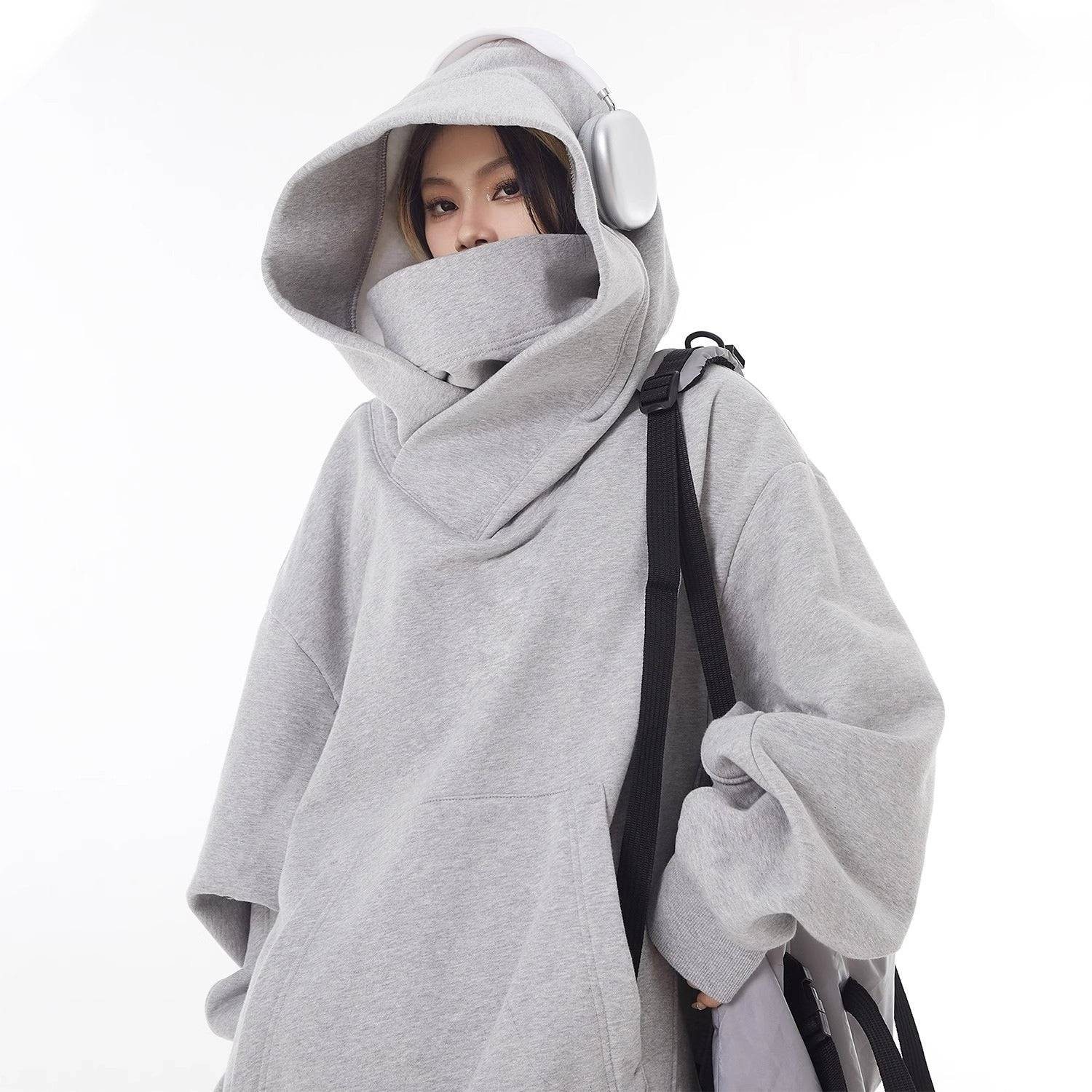 Loose High Collar Fleece Lined Hoodie - Lifestyle Haven