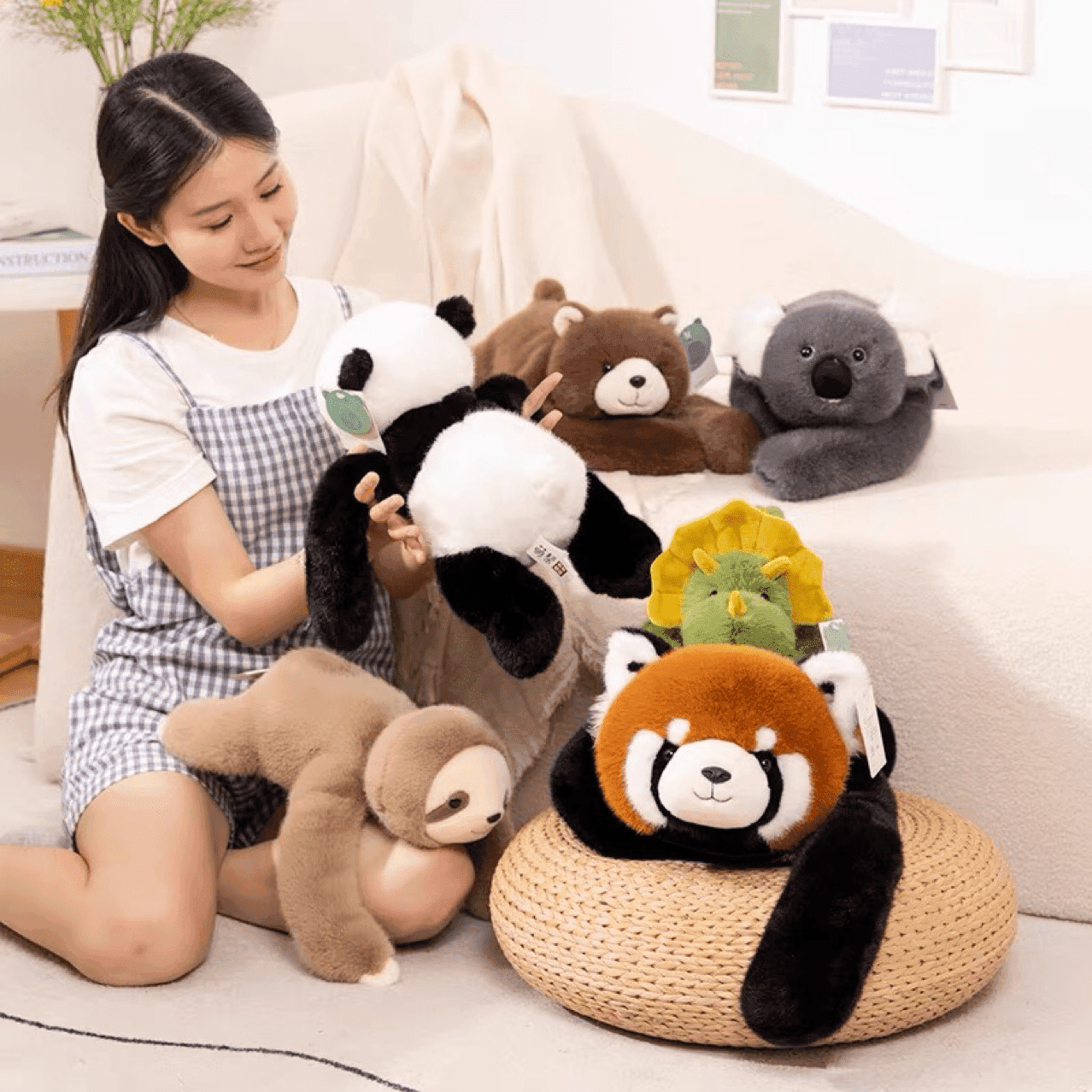 Panda, Koala, Sloth, Dinosaur, Bear & Little Panda Plush Doll Gift – Kids Soft Stuffed Toy - Lifestyle Haven