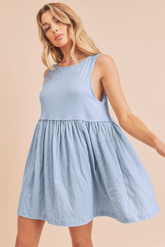 Round Neck Mini Tank Fluttering Dress For Women - Simple, Versatile & Comfortable For Everyday Wear by Stevvex