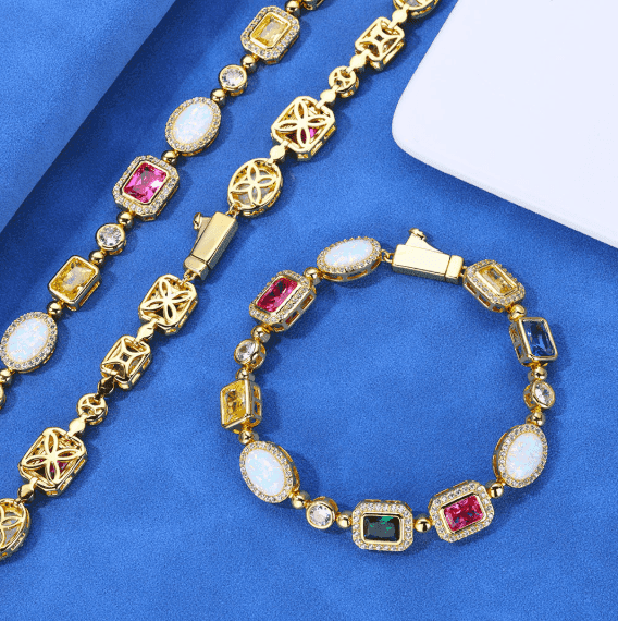 Gold-Plated Hip-Hop Gemstone Necklace - Lifestyle Haven