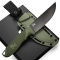 ODENWOLF W-FLAT Full Tang Survival Knife with Sheath - Stylish Tactical Fixed Blade Knife - Made of D2 Steel - Bushcraft and Camping Knife Survival - Perfect EDC Hunting Knife with TPE Handle - Lifestyle Haven