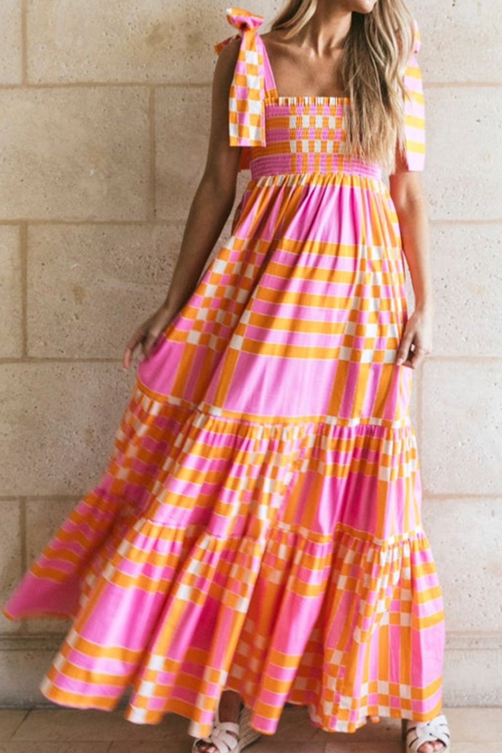 Girls Charming Color Block Tie Shoulder Dress Elegant & Playful Summer Style by Stevvex