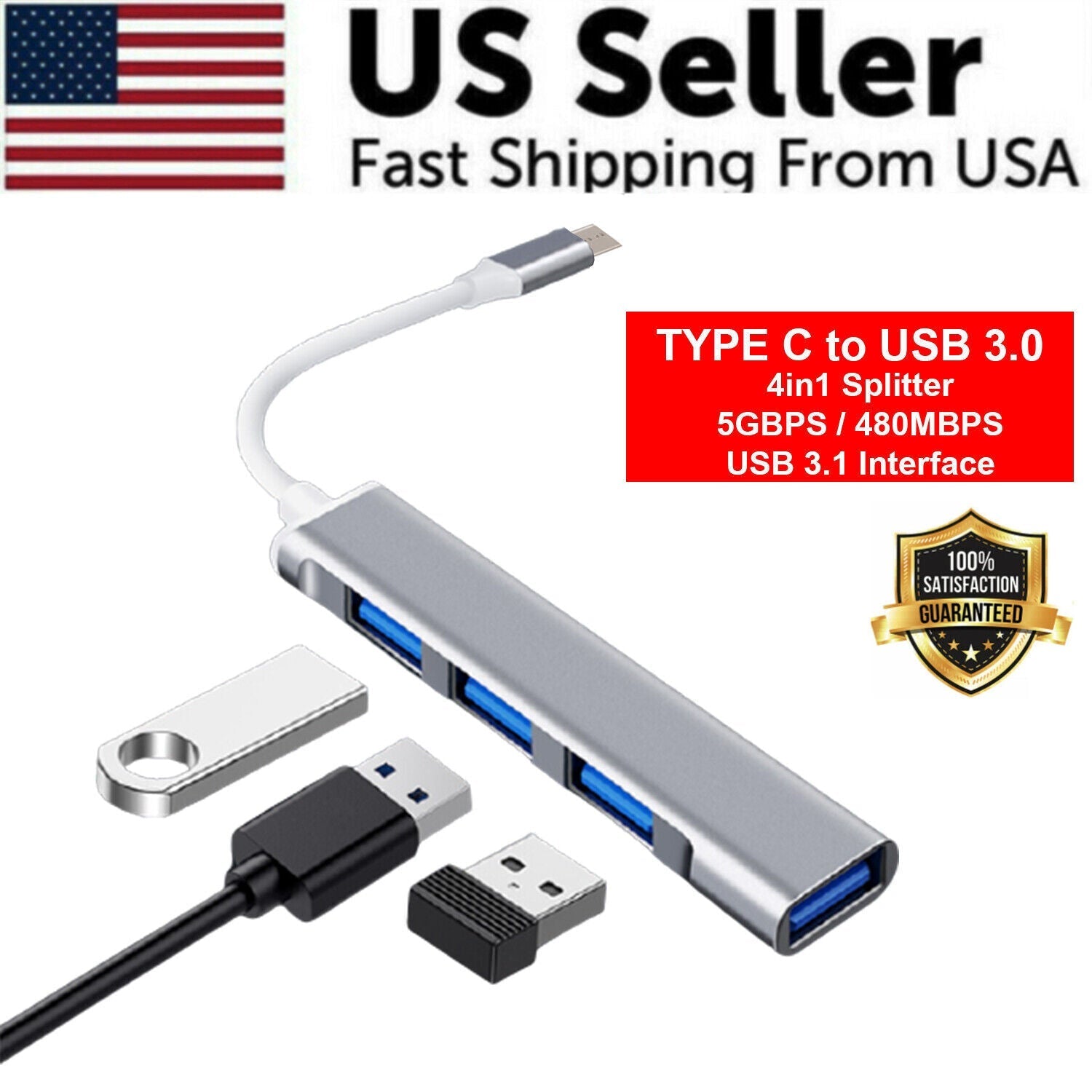 Multiport USB-C Hub Type C To USB 3.0 4K HDMI Adapter For Macbook Pro / Air USA - Lifestyle Haven
