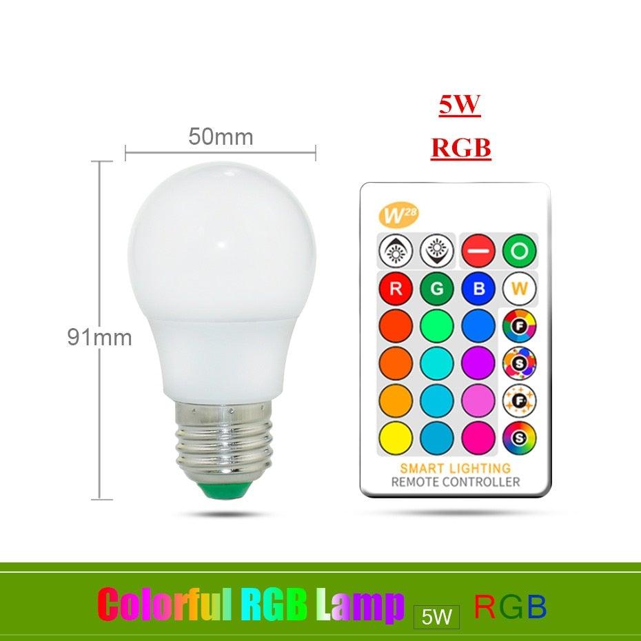 E27 RGB Led Bulb 5W 10W 15W Dimmable 16 Color Changing Magic Bulb GU10 8W AC 220V 110V RGB White IR Remote Control Night Light LED Light Bulb, Color Changing Light Bulb with Remote