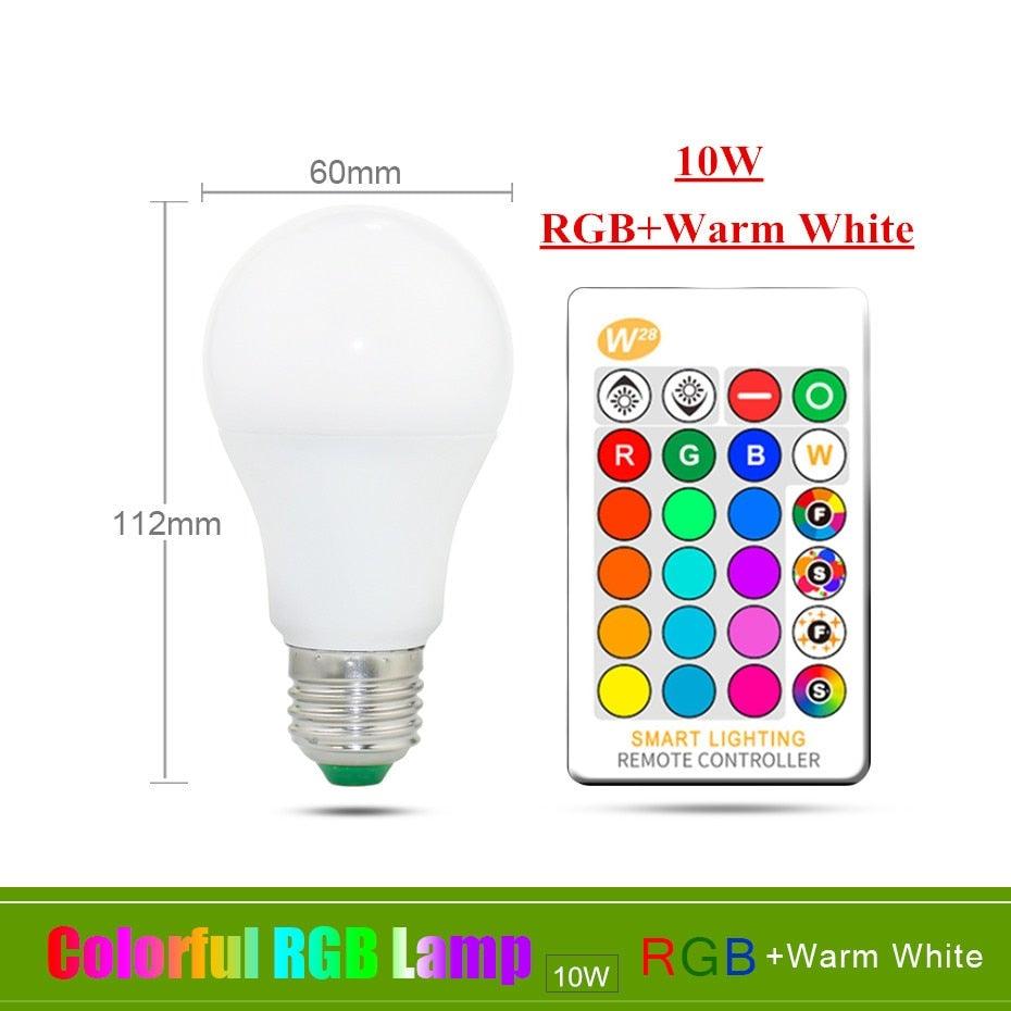 E27 RGB Led Bulb 5W 10W 15W Dimmable 16 Color Changing Magic Bulb GU10 8W AC 220V 110V RGB White IR Remote Control Night Light LED Light Bulb, Color Changing Light Bulb with Remote