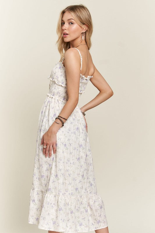 Beautiful Smocked Floral Dress Feminine & Flowy Dress Romantic Floral Print Girl Dress by Stevvex