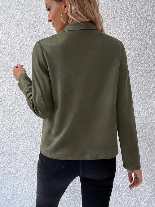 Classic Minimalist Collared Long Sleeve Jacket for Women – Minimalist & Lightweight Everyday Outerwear by Stevvex