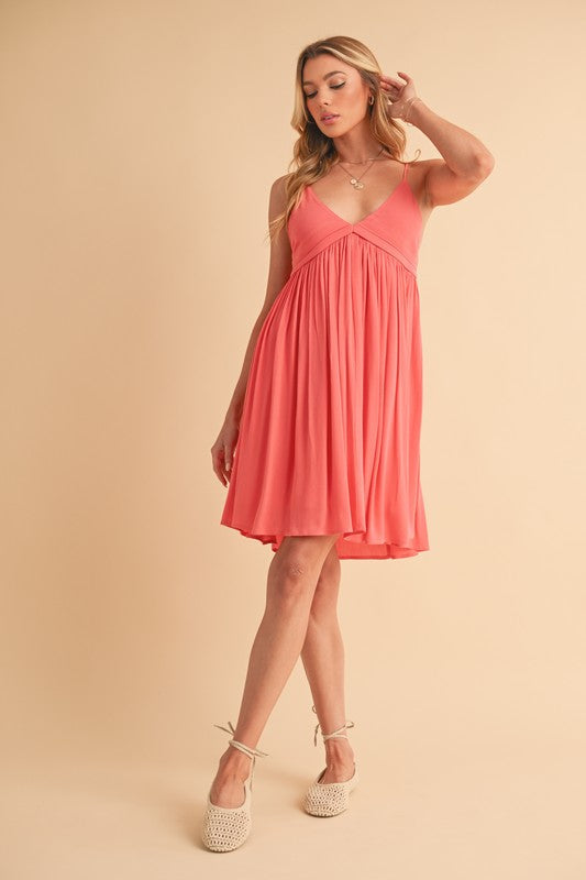 New Summer Ruched Plunge Comfortable Mini Cami Dress For Women – Flattering Fit with Plunging Neckline and Sculpted Design by Stevvex