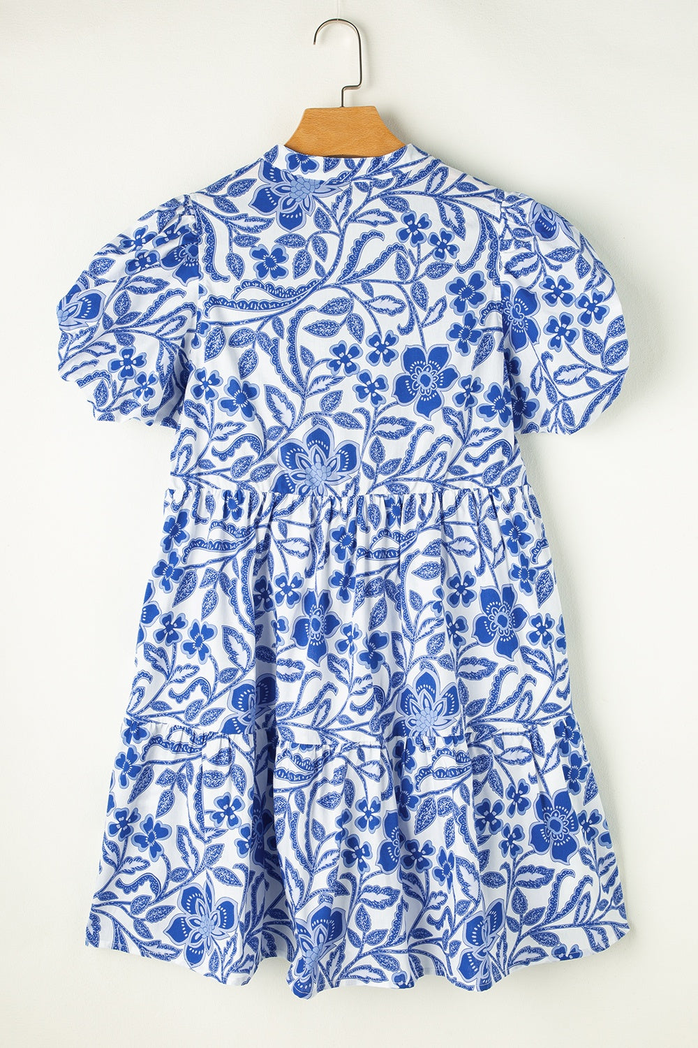 Royal Blue Printed Puff Sleeve Dress Stylish & Feminine Statement Dress For Every Occasion by Stevvex