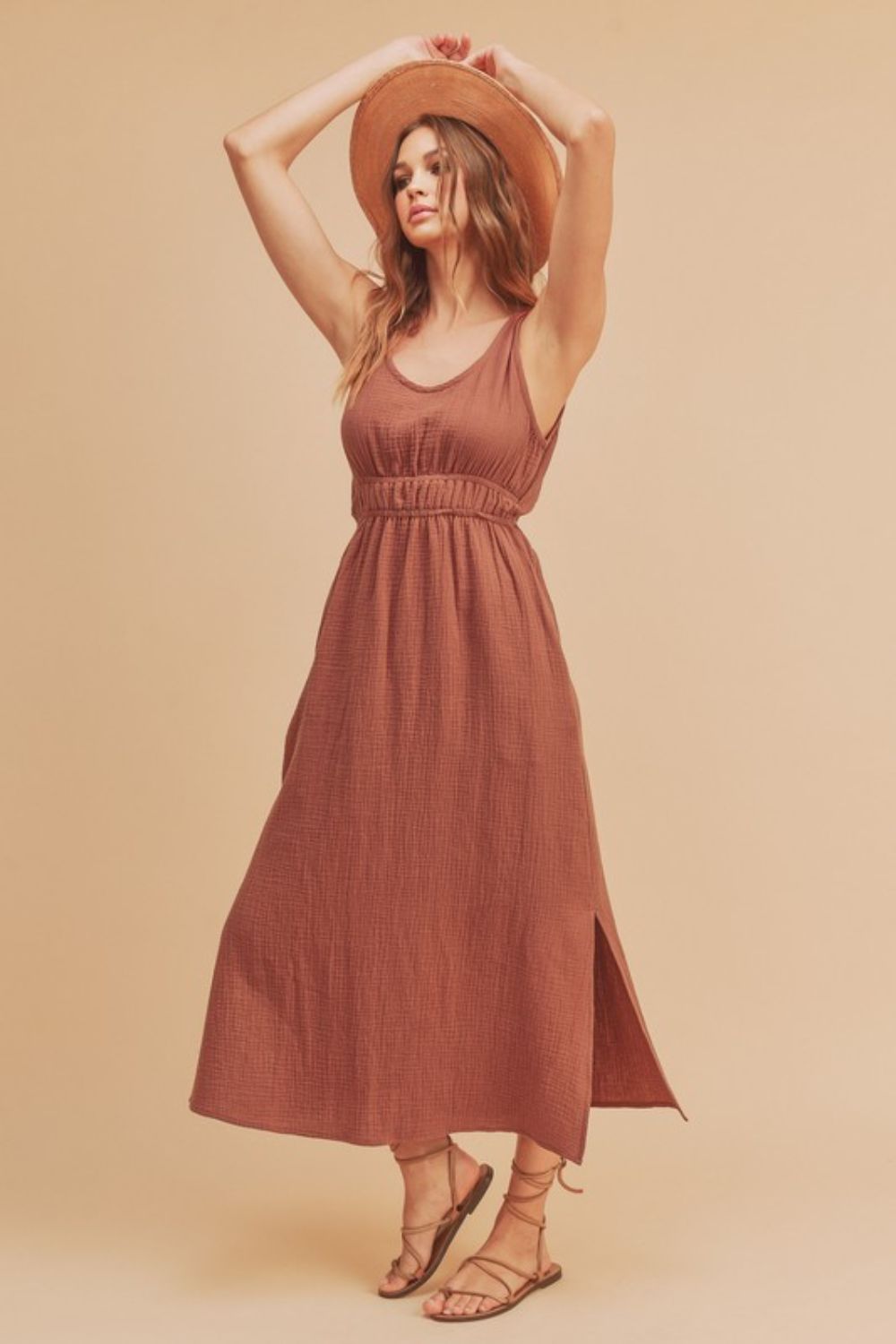 Side Slit Round Neck Sleeveless Tank Dress For Women Versatile, Comfortable & Easy to Style for Any Occasion by Stevvex