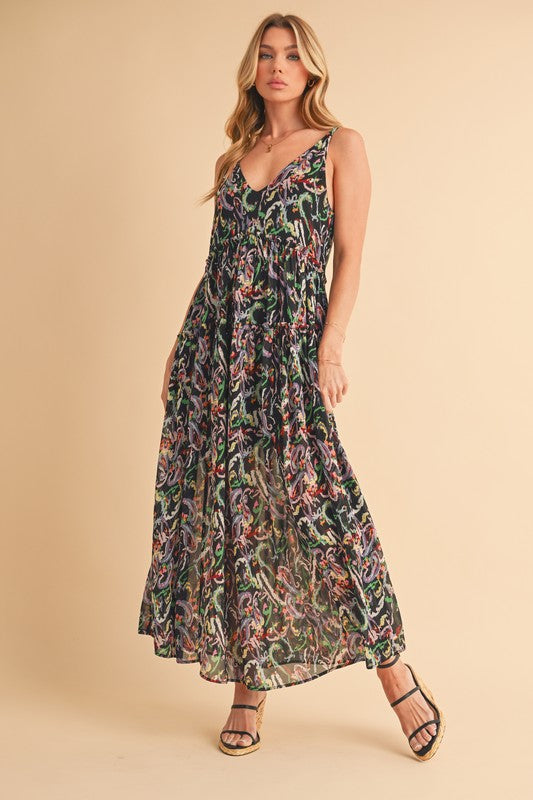 Printed V-Neck Frill Tiered Cami Comfortable Dress For Women – Playful, Feminine & Fun for Summer Days by Stevvex
