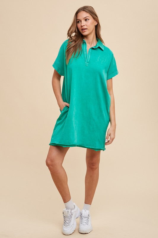 Turquoise Short Sleeve Dress Casual and Comfortable Dress For Women by Stevvex