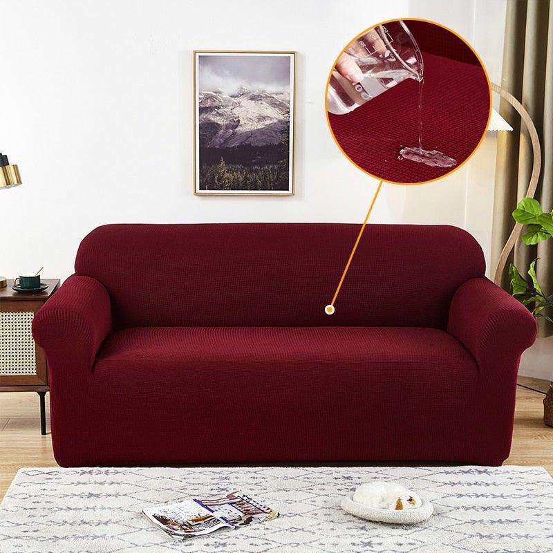 Elastic Waterproof Sofa Cover Plain Color Stretch Sofa Covers for Living Room Slipcover Couch Cover Furniture Protector Sofa Covers Non Slip Sofa Slipcovers with Elastic Hem Living Room Furniture Protector